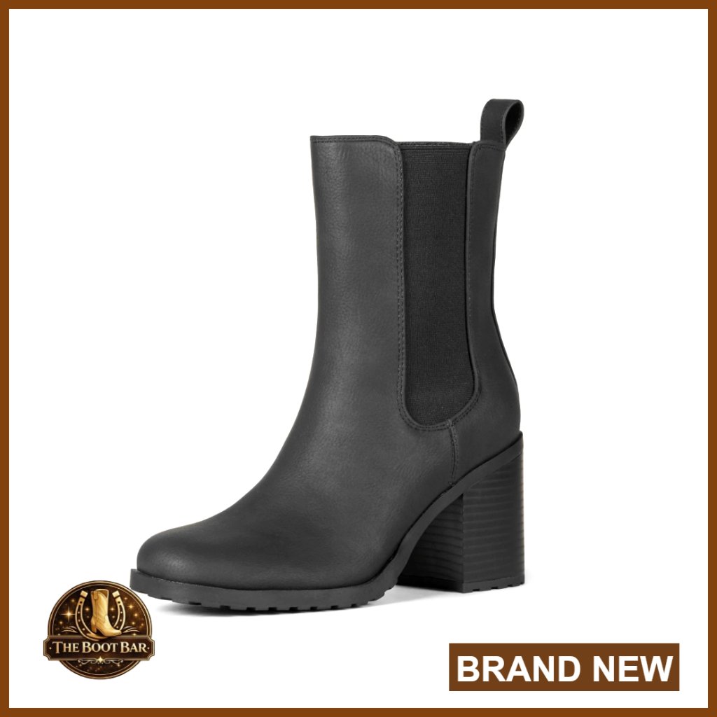 Chic Heeled Chelsea Boots Mid Calf Block Heel Faux Leather Minimalist